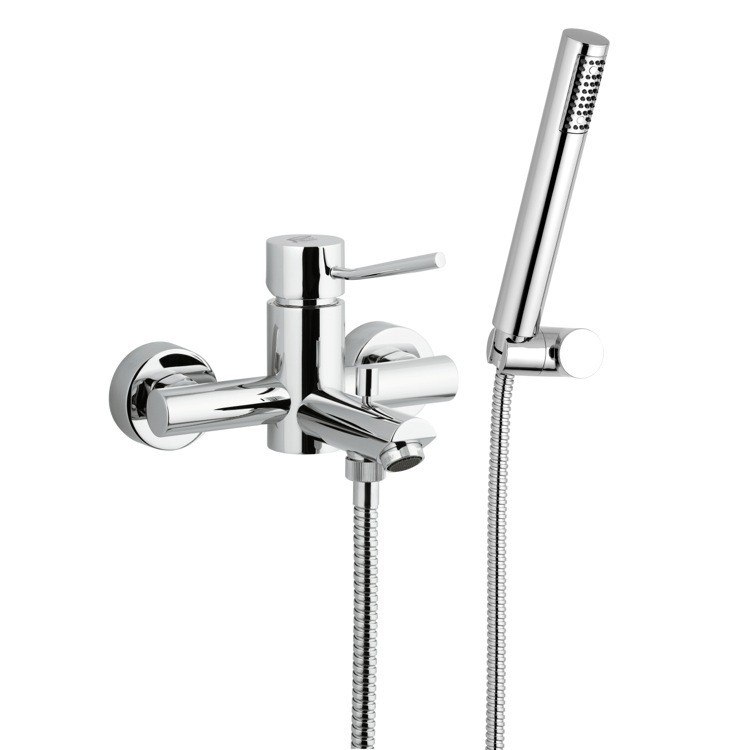 REMER N02 MINIMAL BATH AND SHOWER MIXER WITH HAND SHOWER AND BRACKET IN CHROME FINISH