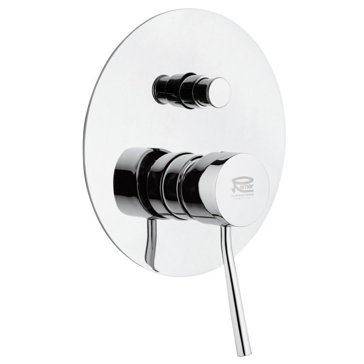 REMER N09L MINIMAL SINGLE-LEVER BATH AND SHOWER DIVERTER WITH DELUXE FLANGE IN CHROME