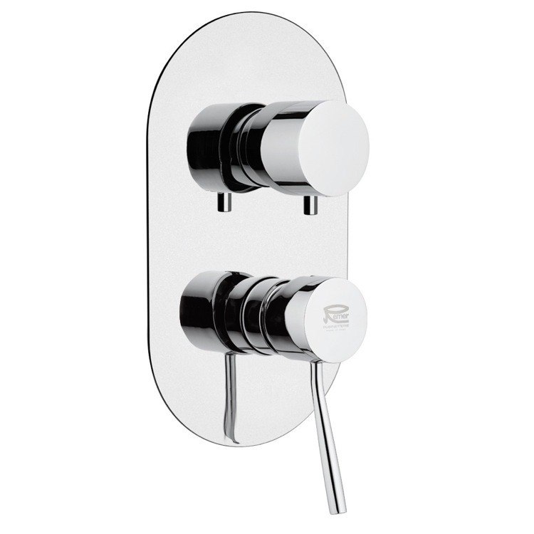 REMER N92US MINIMAL WALL-MOUNTED 2-WAY DIVERTER ON SINGLE FLANGE IN CHROME