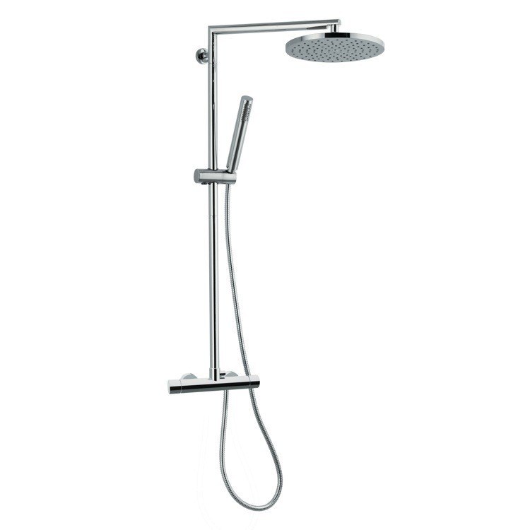 REMER NT37BXLUS MINIMAL THERMAL EXTERNAL THERMOSTATIC SHOWER WITH SLIDING CENTER AND DIVERTER, SHOWER HEAD, AND HAND SHOWER IN CHROME