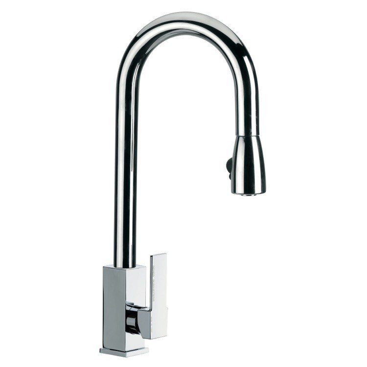 REMER Q85US GOURMET ROUND MIXER WITH HIGH MOVABLE C-SPOUT AND PULL OUT HAND SPRAY IN CHROME