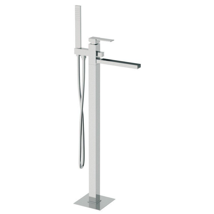 REMER QC08US QUBIKA CASCADE FLOOR MOUNTED BATH MIXER WITH WATERFALL SPOUT IN CHROME