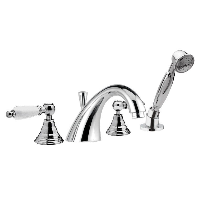 REMER LR06US RETRO DECK MOUNTED BATHTUB SET WITH PULL-OUT SHOWER IN CHROME