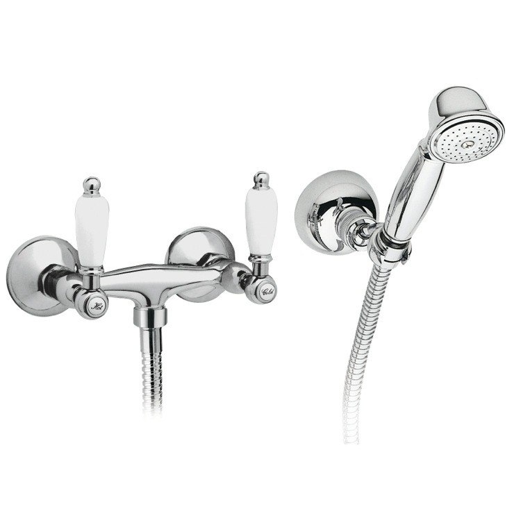 REMER LR39US RETRO TWO HANDLE SHOWER DIVERTER WITH HAND SHOWER AND BRACKET IN CHROME