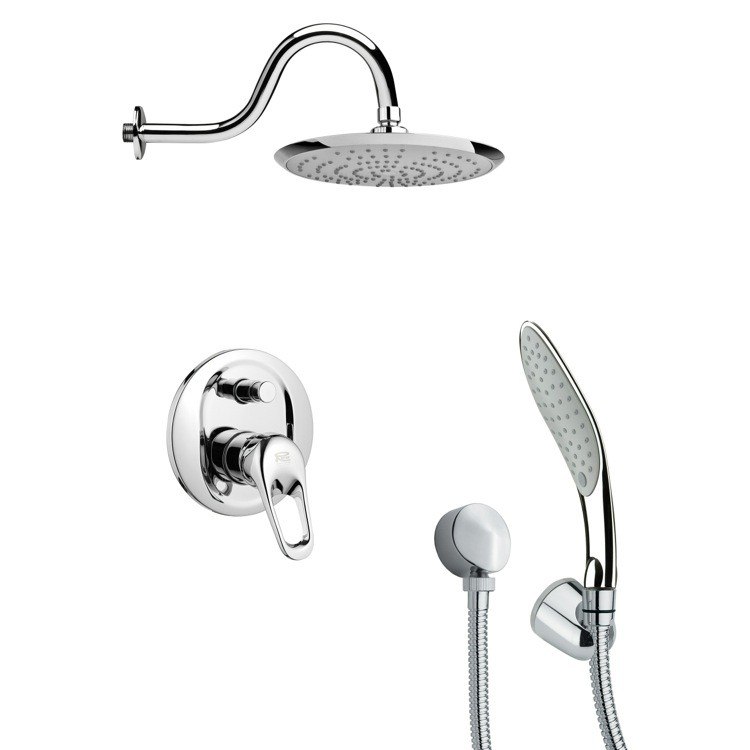 REMER SFH6075 ORSINO MODERN ROUND SHOWER FAUCET WITH HANDHELD SHOWER IN CHROME