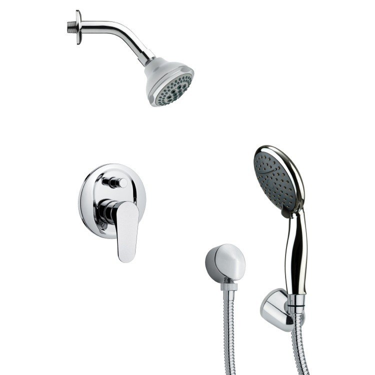 REMER SFH6174 ORSINO MODERN ROUND CHROME SHOWER FAUCET WITH HANDHELD SHOWER