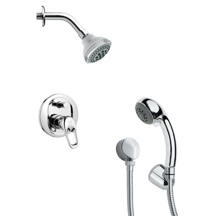 REMER SFH6175 ORSINO CONTEMPORARY ROUND CHROME SHOWER FAUCET WITH HANDHELD SHOWER