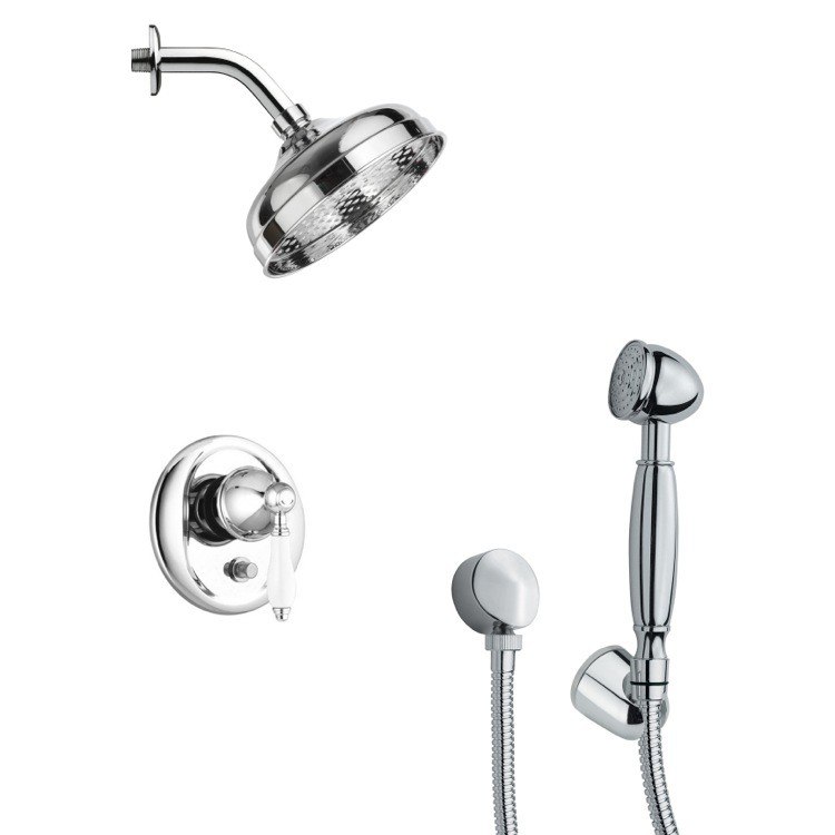 REMER SFH6185 ORSINO MODERN POLISHED CHROME SHOWER FAUCET SET WITH HANDHELD SHOWER