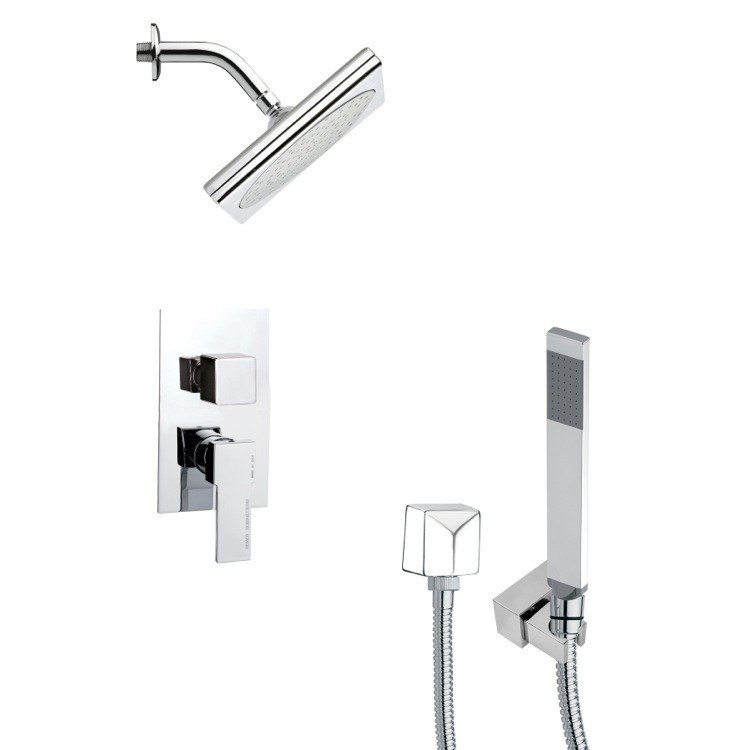 REMER SFH6193 ORSINO SQUARE MODERN SHOWER FAUCET WITH HANDHELD SHOWER IN CHROME