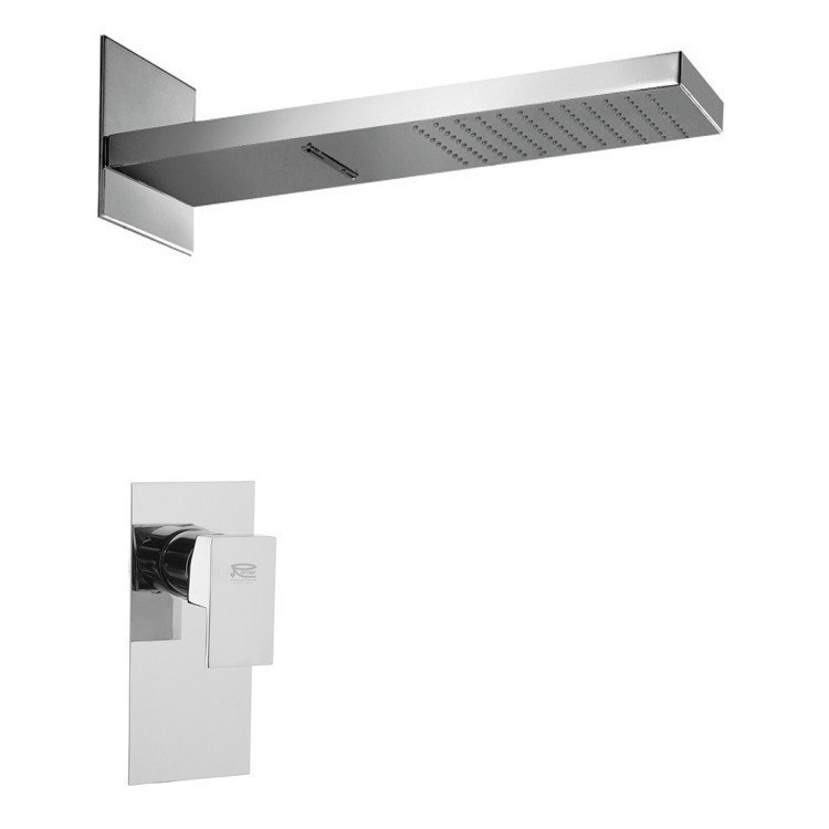 REMER SS1178 MARIO MODERN RECTANGULAR SHOWER FAUCET SET IN POLISHED CHROME