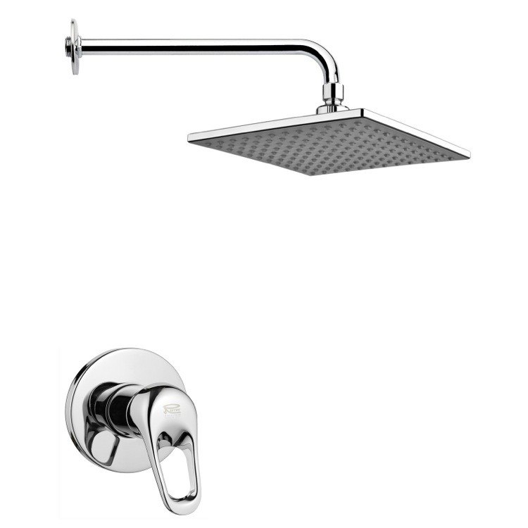 REMER SS1222 MARIO SQUARE LEVER SHOWER FAUCET SET IN POLISHED CHROME