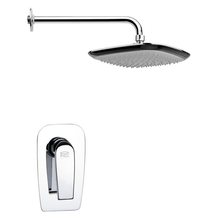REMER SS1227 MARIO SQUARE LEVER SHOWER FAUCET SET IN POLISHED CHROME