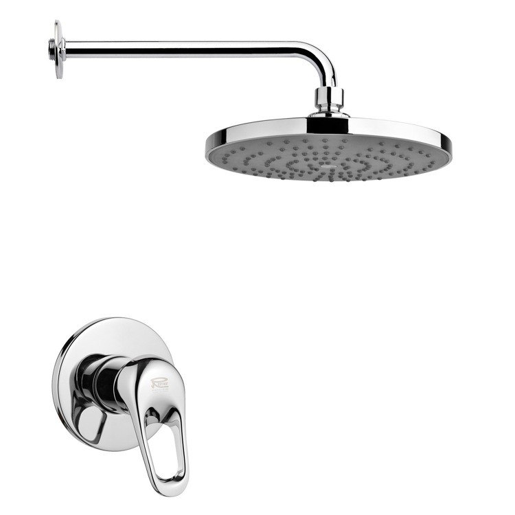REMER SS1239 MARIO ROUND MODERN SHOWER FAUCET SET IN POLISHED CHROME