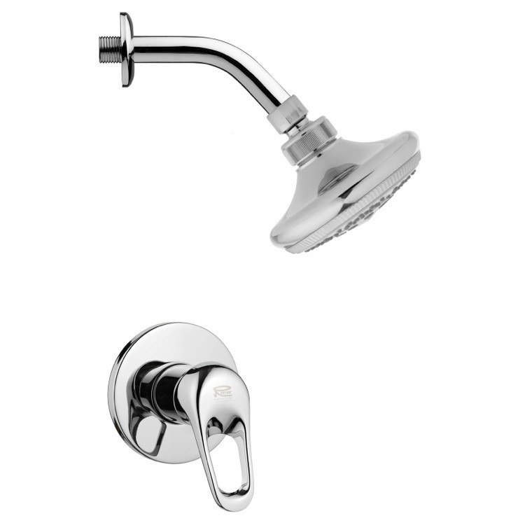 REMER SS1243 MARIO POLISHED CHROME SHOWER FAUCET SET WITH SINGLE LEVER