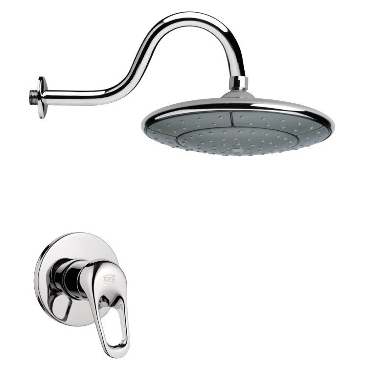 REMER SS1283 MARIO ONE-WAY CONTEMPORARY ROUND POLISHED CHROME SHOWER FAUCET SET