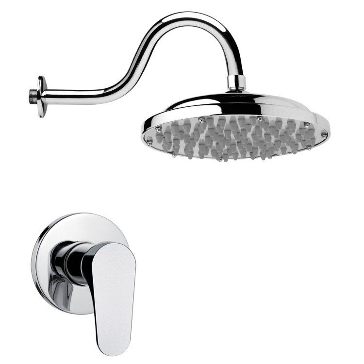 REMER SS1285 MARIO ONE-WAY CONTEMPORARY ROUND POLISHED CHROME SHOWER FAUCET SET