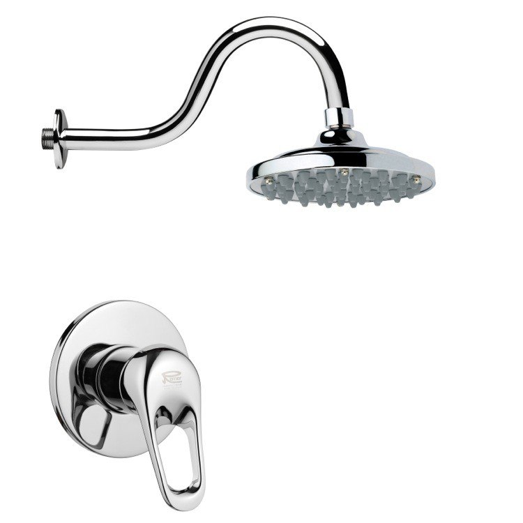 REMER SS1287 MARIO ONE-WAY CONTEMPORARY ROUND POLISHED CHROME SHOWER FAUCET SET
