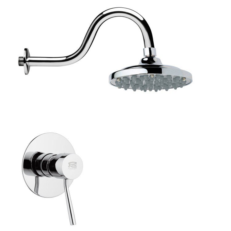 REMER SS1288 MARIO ONE-WAY CONTEMPORARY ROUND POLISHED CHROME SHOWER FAUCET SET