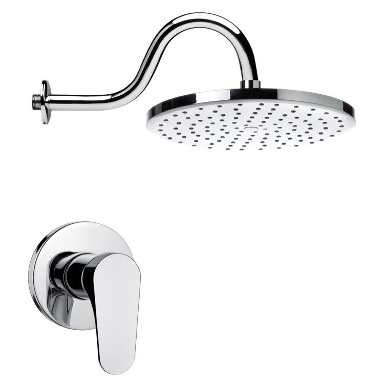 REMER SS1291 MARIO ONE-WAY CONTEMPORARY ROUND POLISHED CHROME SHOWER FAUCET SET