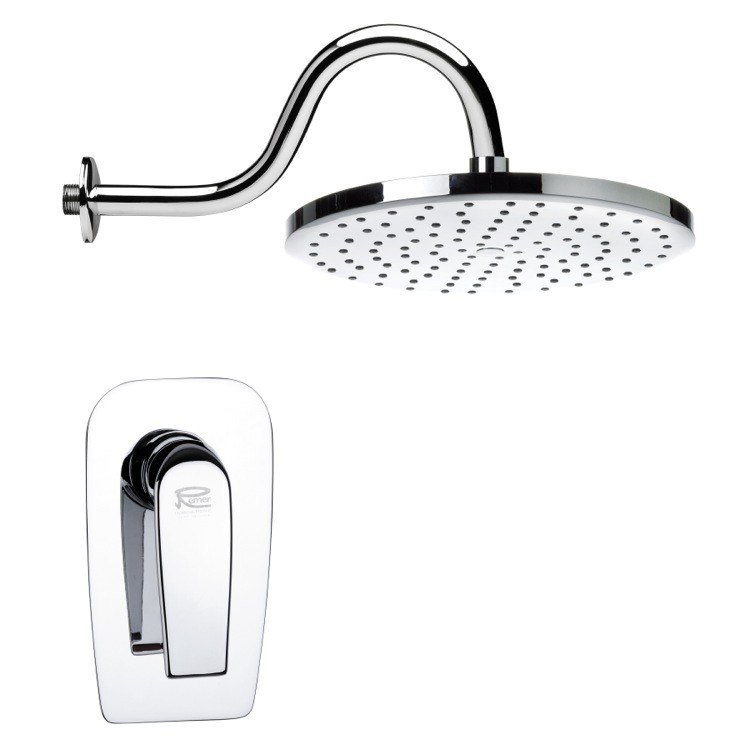 REMER SS1292 MARIO ONE-WAY CONTEMPORARY ROUND POLISHED CHROME SHOWER FAUCET SET