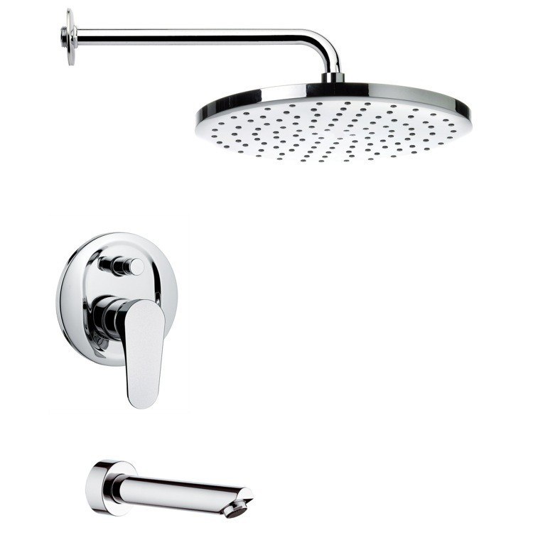 REMER TSF2001 PELEO CONTEMPORARY TUB AND RAIN SHOWER FAUCET SET IN CHROME