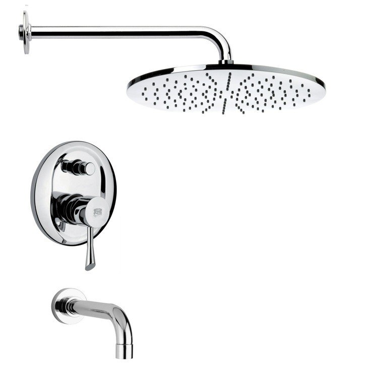 REMER TSF2143 PELEO MODERN ROUND TUB AND SHOWER FAUCET SET IN CHROME