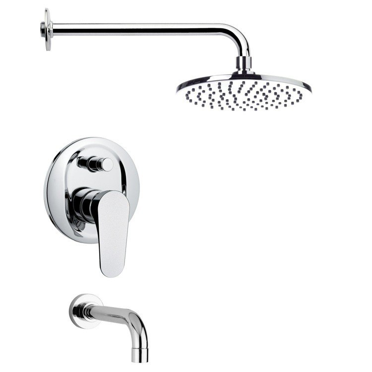 REMER TSF2150 PELEO MODERN ROUND CHROME TUB AND SHOWER FAUCET