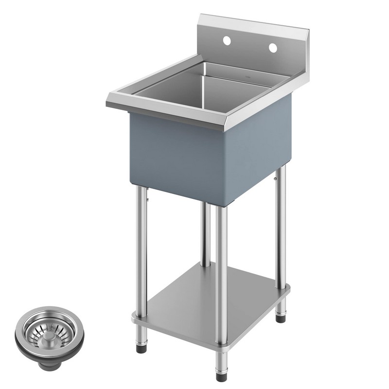 KRAUS KWS101-19 KORE 19 INCH 18-GAUGE WORKSTATION STAINLESS STEEL SINGLE BOWL COMMERCIAL UTILITY LAUNDRY KITCHEN SINK FOR WALL MOUNT FAUCET
