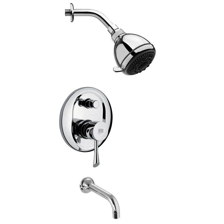 REMER TSF2250 PELEO ROUND CHROME TUB AND SHOWER FAUCET
