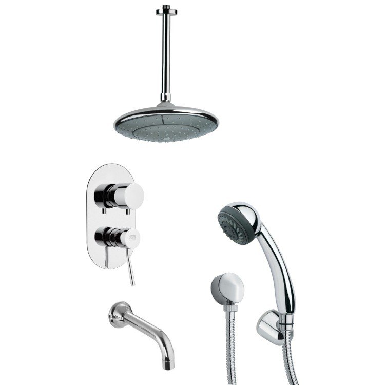 REMER TSH4004 TYGA CHROME TUB AND SHOWER FAUCET SET WITH HAND SHOWER