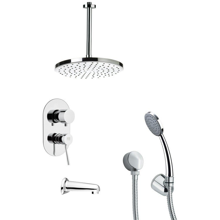 REMER TSH4014 TYGA MODERN POLISHED CHROME TUB AND SHOWER FAUCET WITH HANDHELD