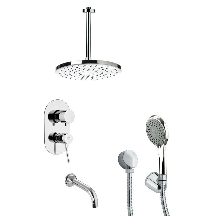 REMER TSH4016 TYGA CONTEMPORARY TUB AND SHOWER FAUCET WITH HANDHELD SHOWER IN CHROME