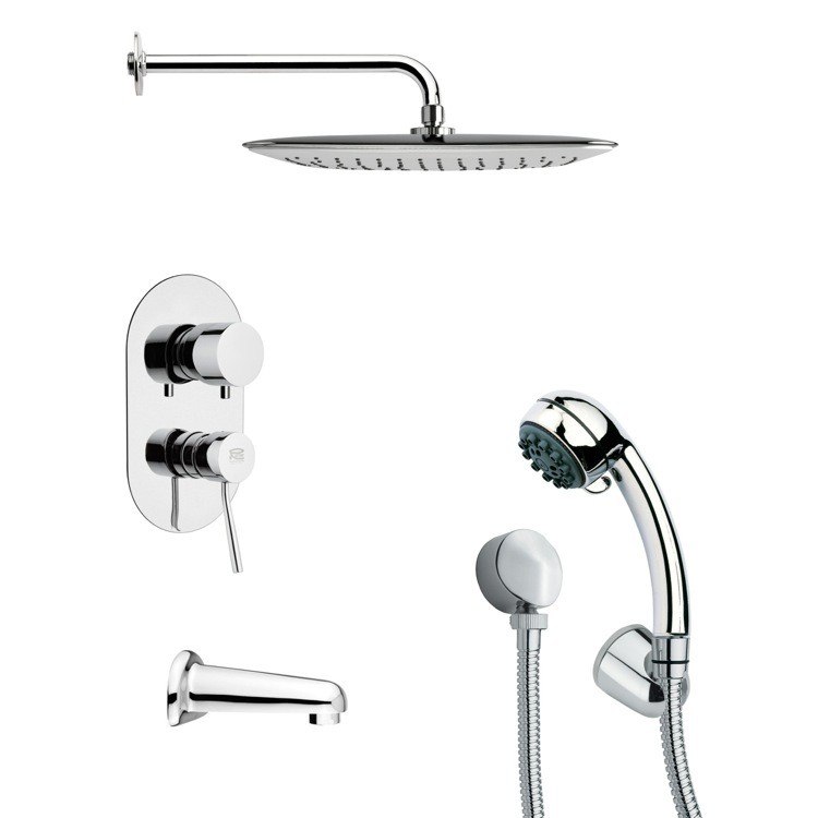 REMER TSH4054 TYGA TUB AND SHOWER FAUCET SET WITH MULTI FUNCTION HANDHELD SHOWER IN CHROME