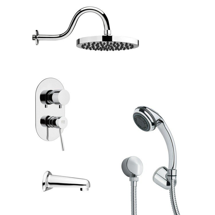 REMER TSH4059 TYGA CHROME TUB AND SHOWER FAUCET SET WITH HANDHELD SHOWER