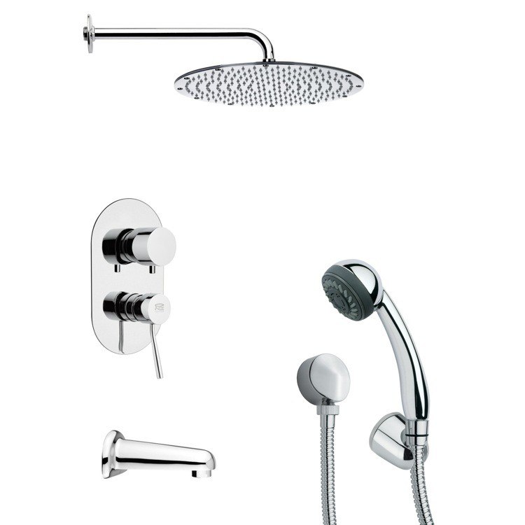 REMER TSH4091 TYGA ROUND SLEEK TUB AND SHOWER FAUCET WITH HAND SHOWER IN CHROME