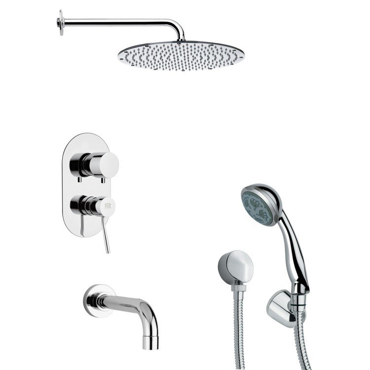REMER TSH4093 TYGA CHROME ROUND TUB AND SHOWER FAUCET WITH HAND SHOWER