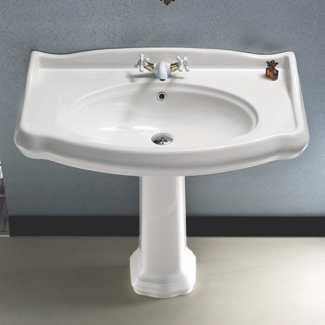 CERASTYLE 030400-PED 1837 39 X 21 INCH CLASSIC-STYLE WHITE CERAMIC PEDESTAL SINK