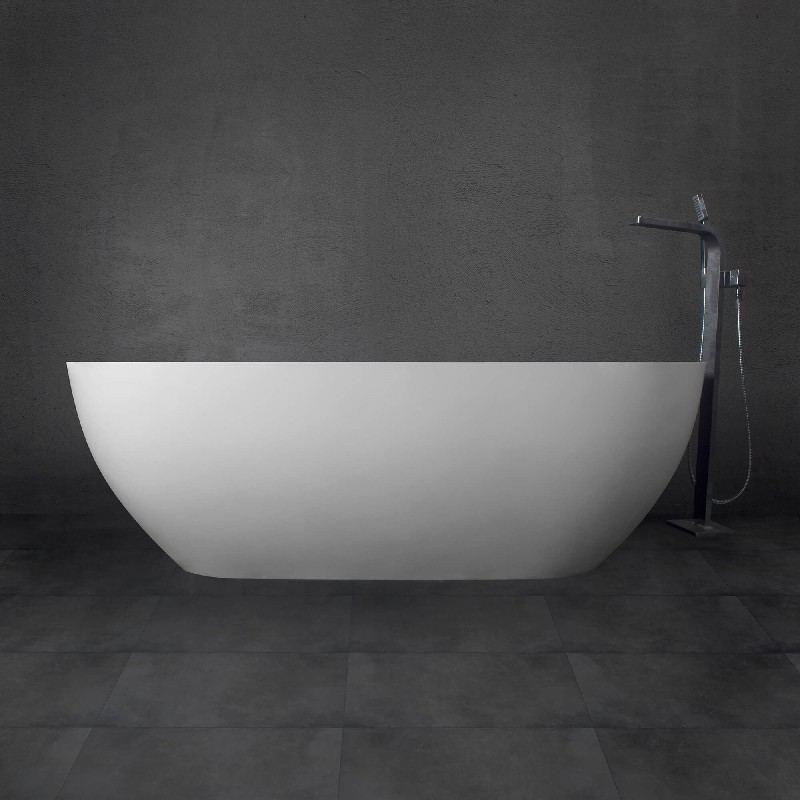 CLOVIS GOODS 20S01103-69 69 INCH SOLID SURFACE FREE STANDING OVAL SOAKER BATHTUB - MATTE WHITE