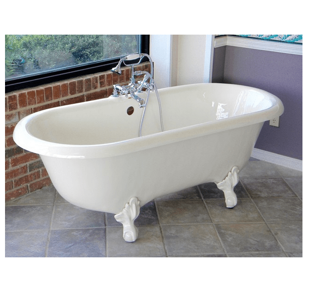 RESTORIA RD553 MARQUIS 66 INCH X 30 INCH FREESTANDING CLAWFOOT SOAKER BATHTUB IN BISCUIT