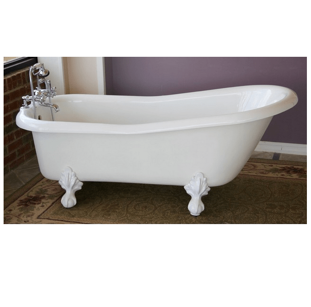 RESTORIA RS553 IMPERIAL 66 INCH X 30 INCH FREESTANDING CLAWFOOT SOAKER BATHTUB IN BISCUIT