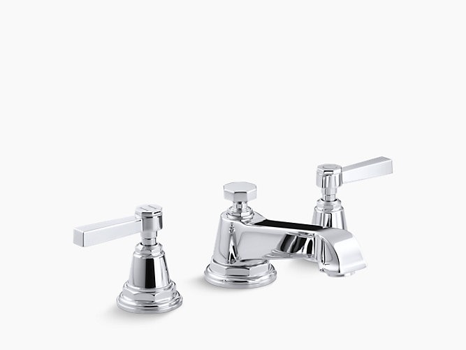 KOHLER K-13132-4A DOUBLE HANDLE WIDESPREAD BATHROOM FAUCET WITH ULTRA-GLIDE VALVE TECHNOLOGY FROM THE PINSTRIPE COLLECTION