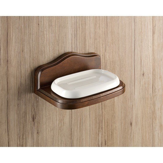 GEDY 8111-95 MONTANA WALL MOUNTED PORCELAIN SOAP HOLDER WITH WOOD BASE