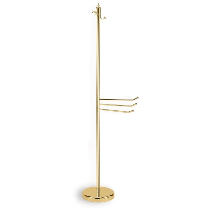 STILHAUS 741 ELITE 69 INCH FREE STANDING CLASSIC-STYLE BRASS ROBE AND TOWEL STAND