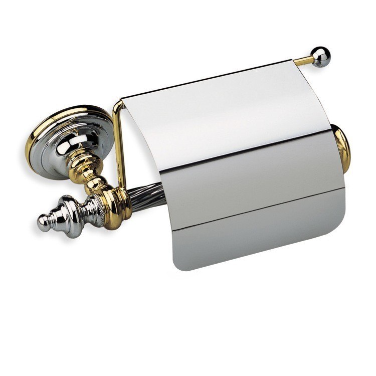 STILHAUS G11C GIUNONE CLASSIC-STYLE BRASS TOILET ROLL HOLDER WITH COVER