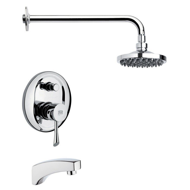 REMER TSF2034 PELEO CONTEMPORARY ROUND TUB AND RAIN SHOWER FAUCET