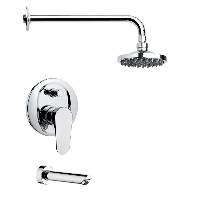 REMER TSF2037 PELEO CONTEMPORARY ROUND TUB AND RAIN SHOWER FAUCET