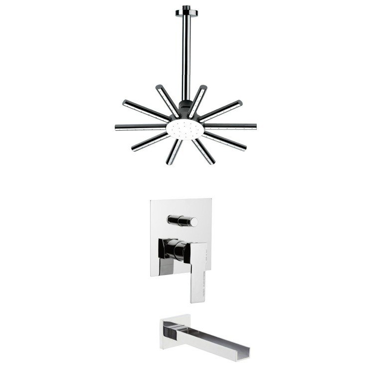 REMER TSF2274 PELEO ROUND CONTEMPORARY TUB AND SHOWER FAUCET SET