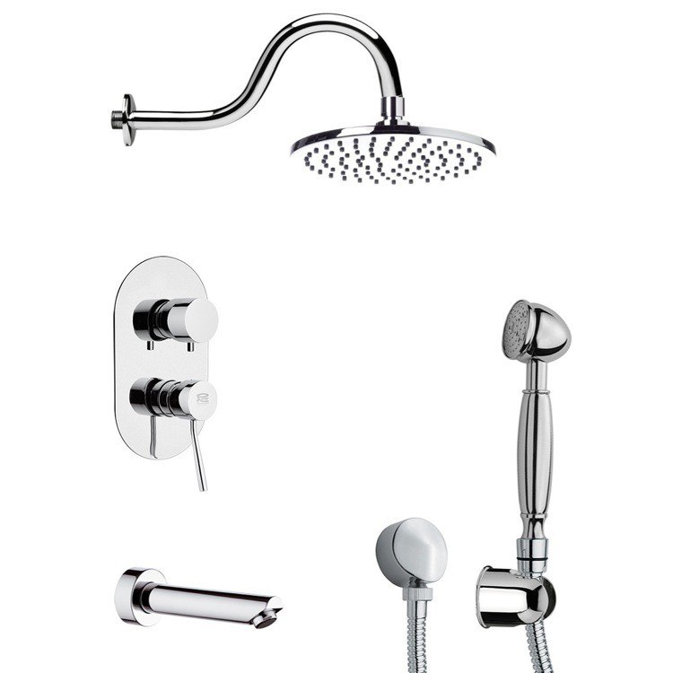 REMER TSH4534 INVERNO CONTEMPORARY TUB AND SHOWER FAUCET WITH SLIDING RAIL