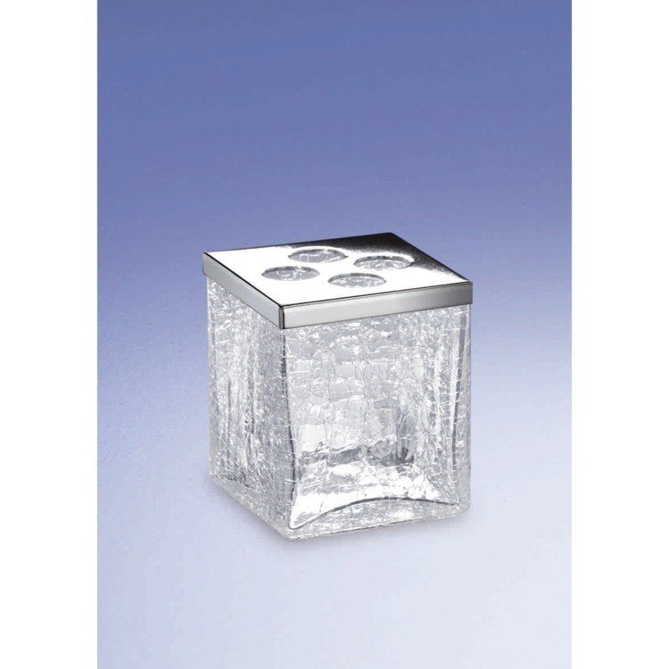 WINDISCH 83148 COMPLEMENTS FREE STANDING CRACKLED GLASS SQUARE TOOTHBRUSH HOLDER