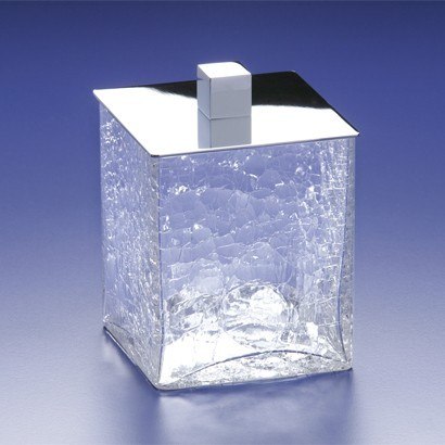 WINDISCH 88129 BOX CRACKLED SQUARE CRACKLED CRYSTAL GLASS COTTON BALL JAR